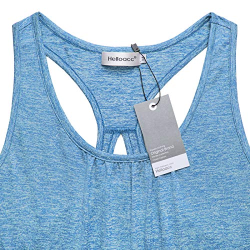 Helloacc Yoga Tank Tops for Women Plus Size,Sleeveless Workout Shirts Fashion Oversize Gym Tops for Juniors T Shirts Ladies Running Comfy Soft Tunic Tees Business Casual Clothing Baggy Sporty XXL Blue - Thumbnail 3