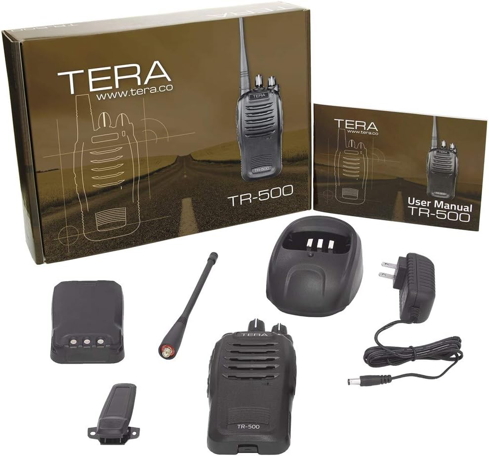 Amazon Com Tera Tr 500 Dual Band Vhf Uhf 16 Channel Commercial Handheld Radio Includes Battery And Desk Charger Car Electronics
