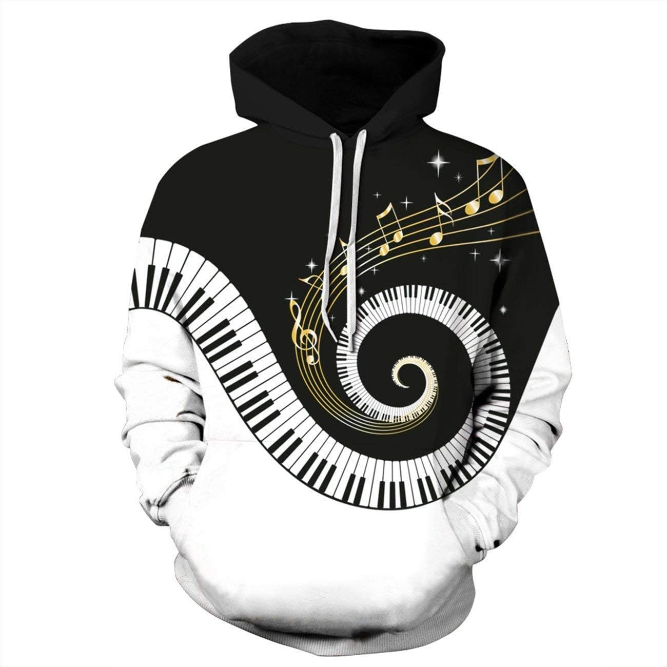 Tsipe Men's Long Sleeve 3D Digital Print Rotation Piano Lover's Design Sports Pullover Hoodies