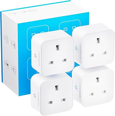UPXNBOR Smart Plug 2.4GHz Wi-Fi Outlet with Energy Monitoring 4 Pack
