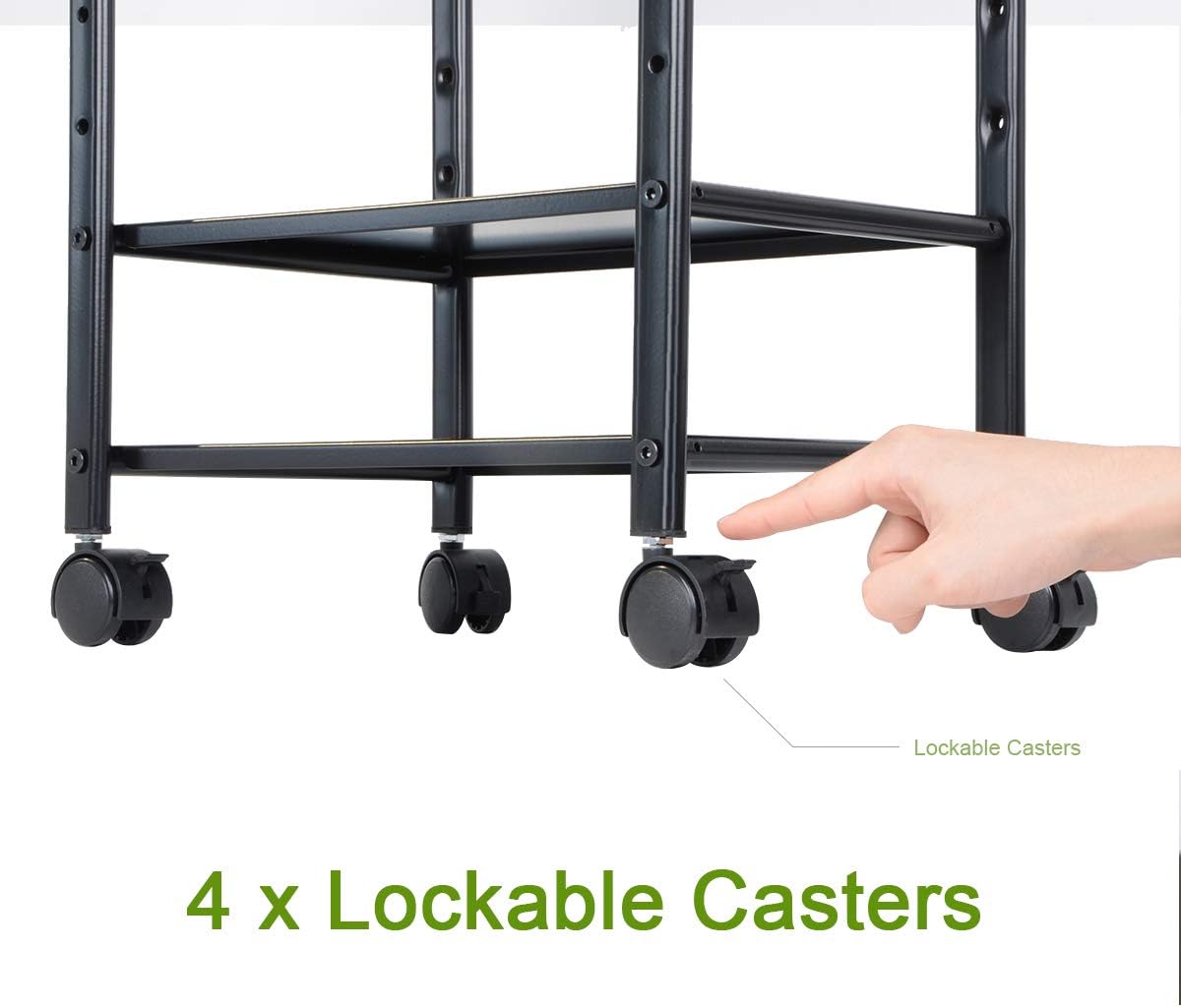 Computer Tower Stand, Desktop ATX-Case CPU Holder, Adjustable 2-Tier CPU Steel Rolling Stand, Mobile Tower Case Stand Cart with Locking Caster Wheels for Office Home (Black) : Office Products