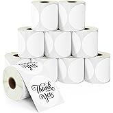 BETCKEY 3 Inch Circle Thermal Sticker Labels, Compatible with Zebra & More Label Printer, Perforated [10 Rolls, 5000 Round Labels]