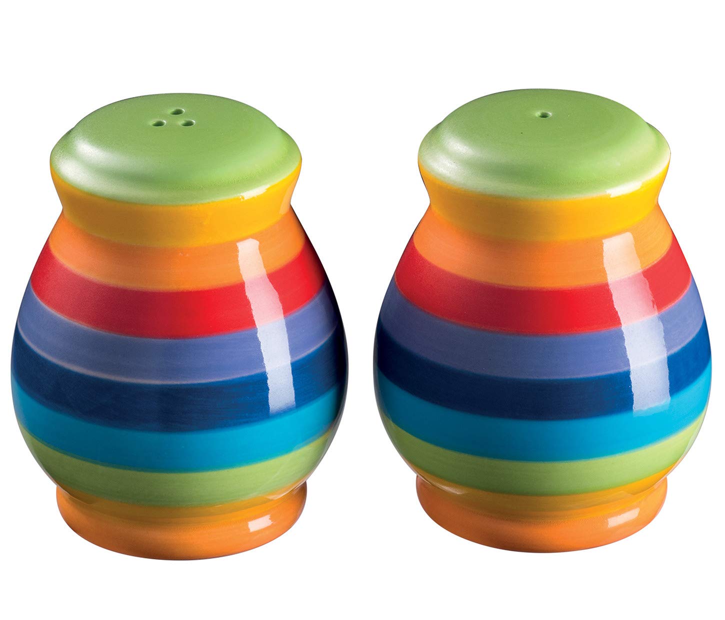 Purity Style Hand Painted Rainbow Stripe Salt and Pepper Pot