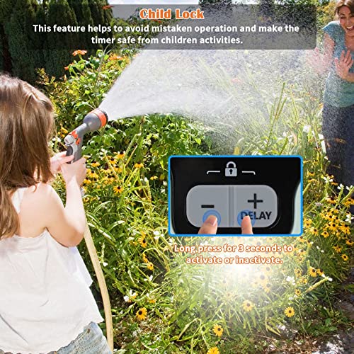 Johgee Watering Computer with Brass Inlet, Garden Watering Timer with Rain Delay, Automatic/Manual Watering Control Programmable
