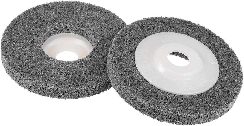 sourcing map 4 Inch Nylon Fiber Polishing Wheel Sanding Buffing 5/8 Inch Hole Abrasive Wheels for Angle Grinders 2 Pcs