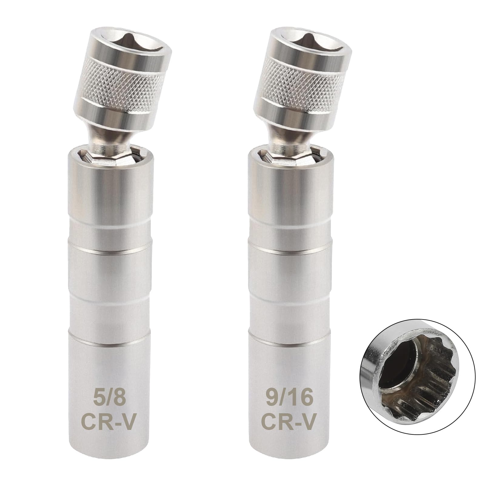 Photo 1 of Qixiang CB 5/8" and 9/16" Spark Plug Socket Set,Thin Walled Magnetic Spark Plug Socket,Car Accessories Universal Joint 3/8" Drive 12 Point Swivel Socket Removal Tool,Compatible with BMW Nissan
