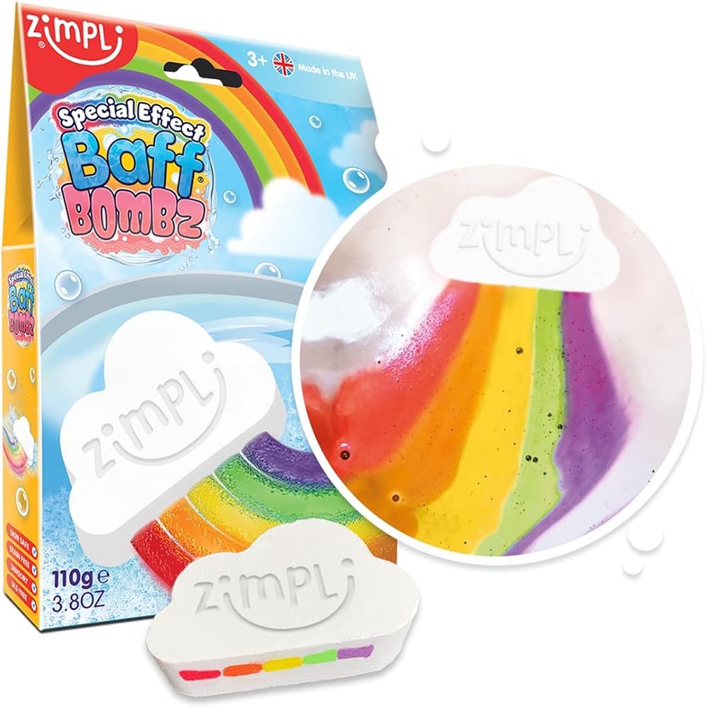 ZIMPLI Large Cloud Rainbow Baff Bombz Bath Bomb Fizzing Fun Kids
