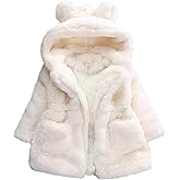 Arssm Girls Winter Coats Kids Fleece Jacket Warm Toddler Girl Faux Fur Coat with Ear Hooded