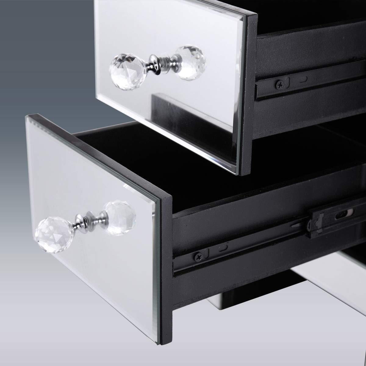 Lazymoon Small Mirrored End Table 2 Drawer Nightstand Bedside Table Storage Accent Cabinet Silver Home Kitchen Furniture