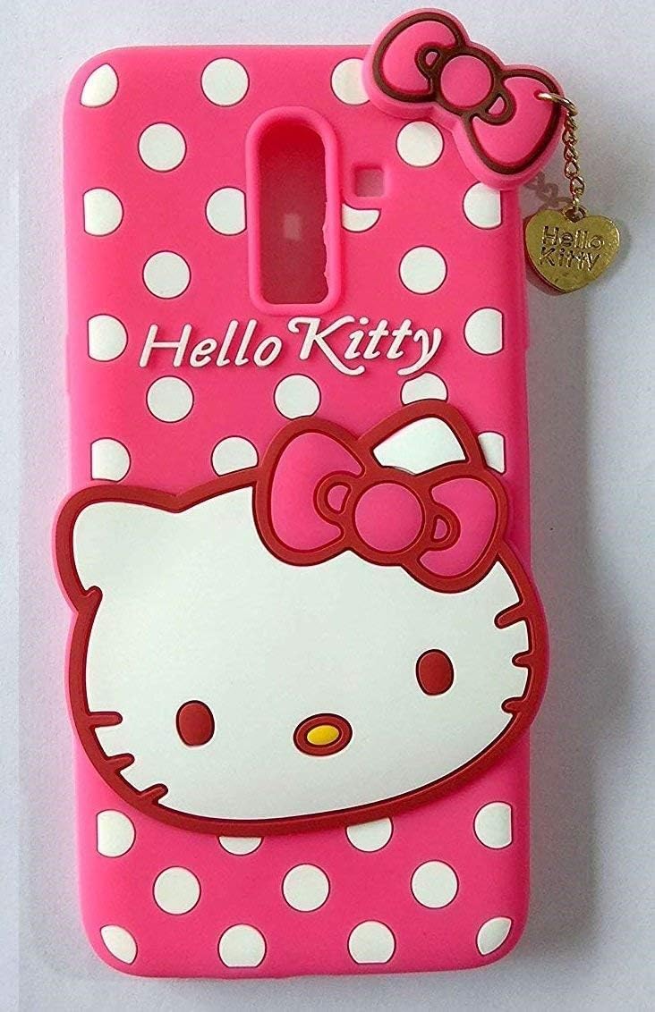 Explocart Hello Kitty Cute Silicone with Pendant Back Cover Compatible with Samsung Galaxy A6 Plus | Samsung Galaxy J8 - (Pink)