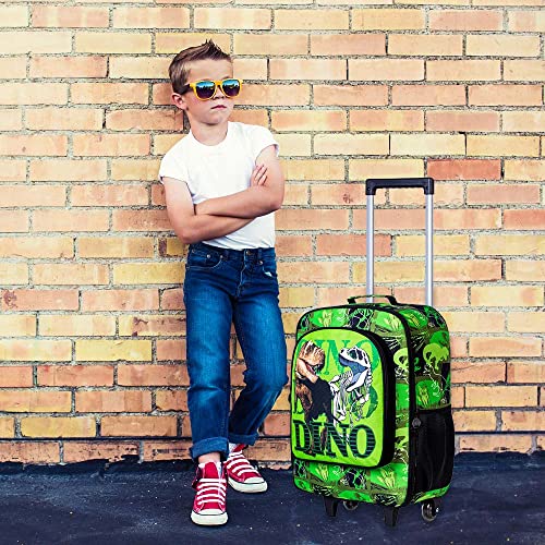 Kids Suitcase for Boys, Dinosaur Rolling Travel Carry on Luggage for
