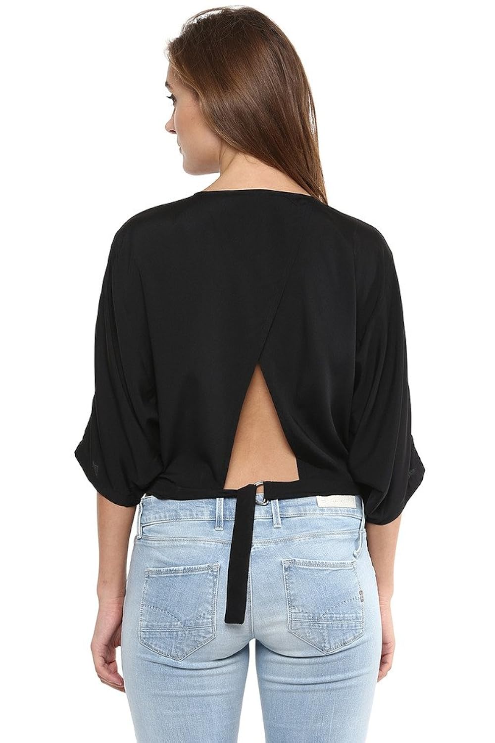 miss chase womens black solid crop top