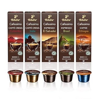 Tchibo Cafissimo Länderkaffee Sortenmix Caffè Crema, Filterkaffee und Espresso, 50 Stück (5 x 10 Kapseln)
