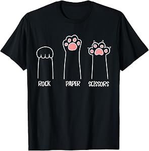 Introvert Cat Animal Rescue Pet Lover Apparel Rock Paper Scissors Hand Game Cute Paw Funny Cat T-Shirt