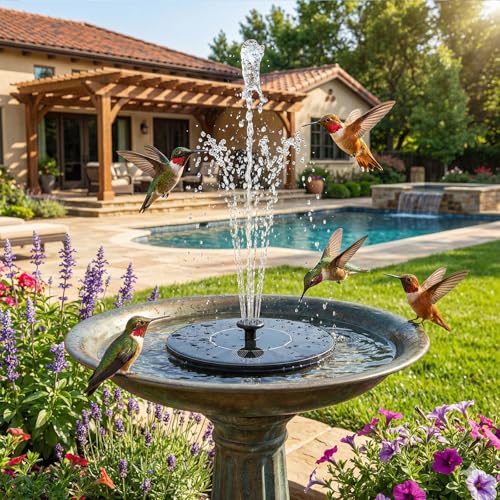 Yeomi Solar Fountain, Floating Solar Water Pump for Bird Bath, Outdoor Water Fountain No Battery or Electricity Needed, Easy to Use for Garden, Pond, Patio