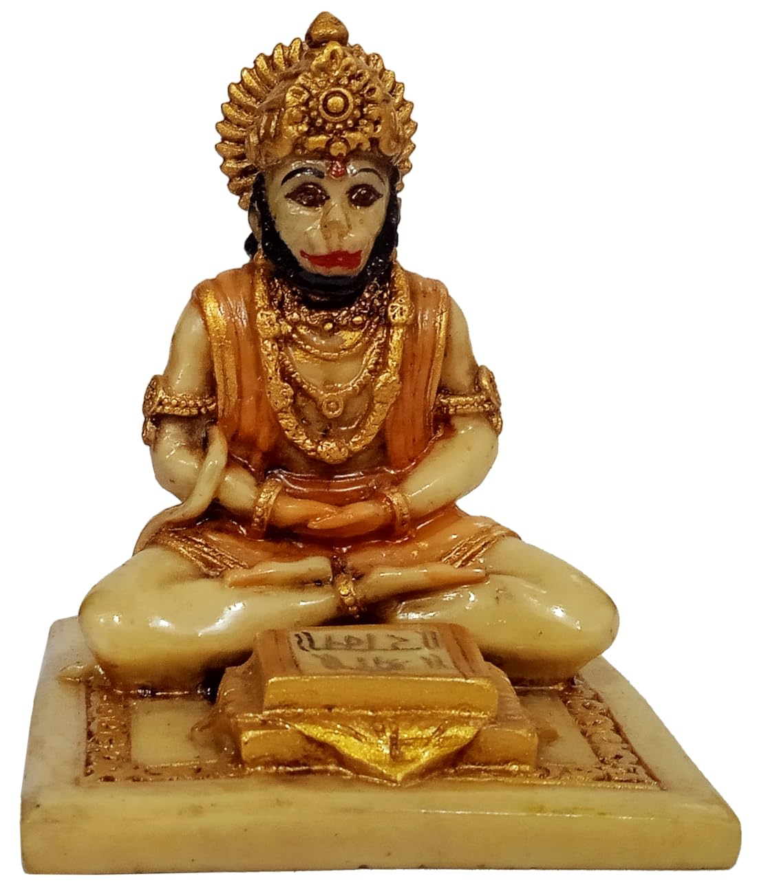 Purpledip Resin Idol Tapasya Hanuman: Stone Finish Bajrangbali Statue For Home Temple (12715)