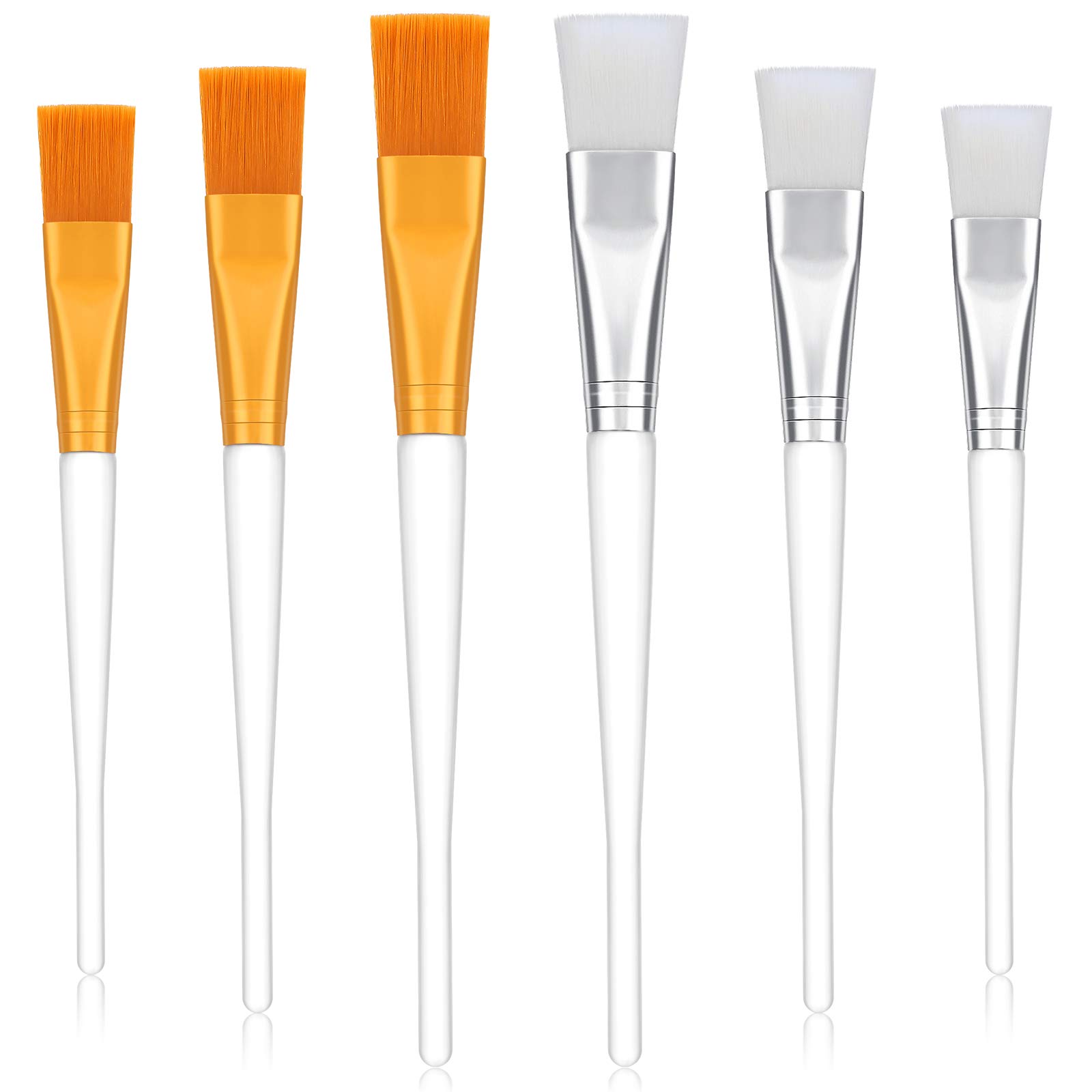 6 Pieces Facial Mask Brushes Soft Face Mask Brush Applicator Makeup Brushes Facial Application Brush Cosmetic Tools with Clear Plastic Handle for Skin Care Mask Applicator Tools