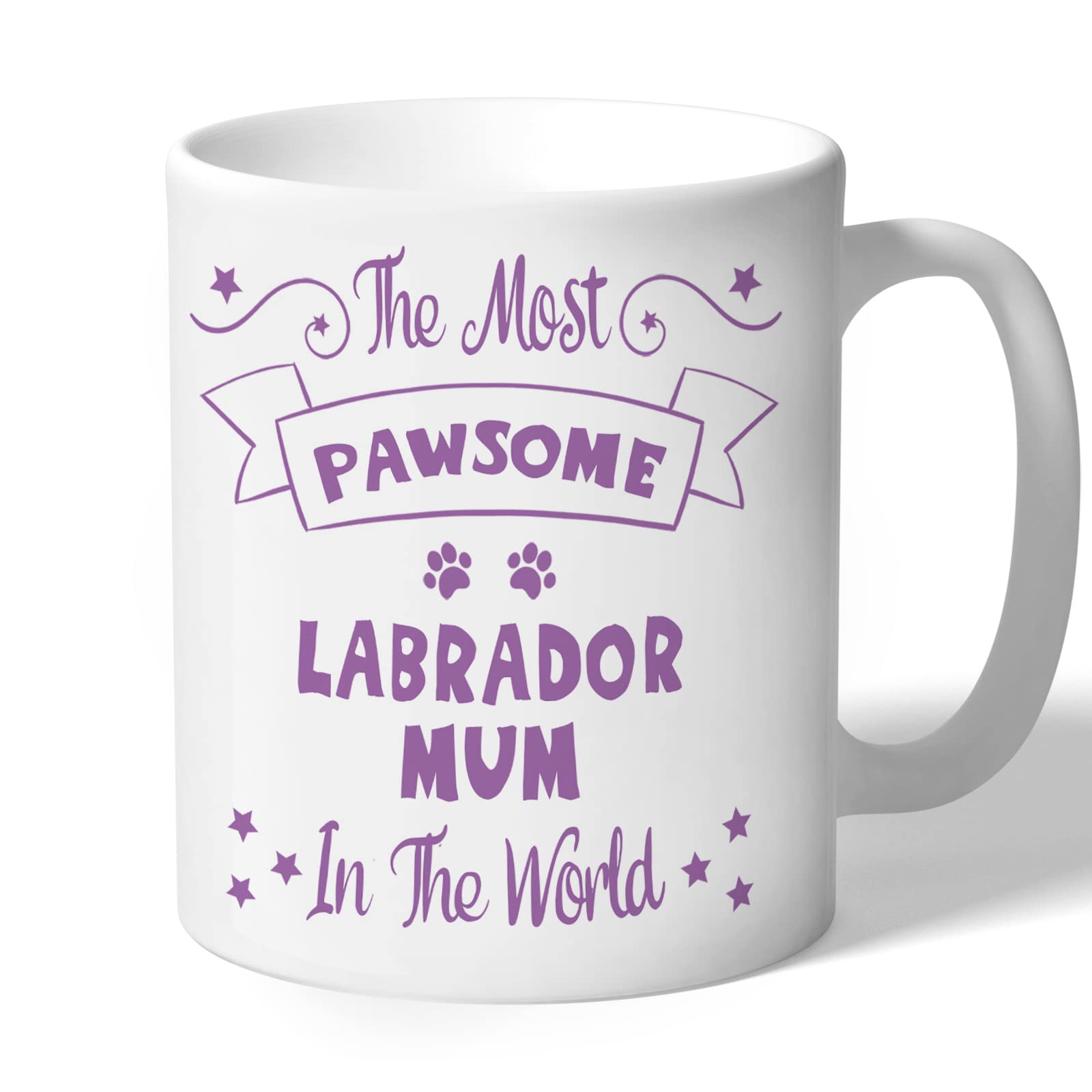 Dog Lovers Collection Labrador Mum Mug Pawsome Gifts (Lilac Print) for Women Lab Lover Owner Present Ceramic 10oz/300ml