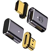 Sisyphy HDMI Magnetic Adapter Right Angle, HDMI 2.1 Female to Male Connector 8K 60Hz 4K 120Hz Output for Laptop PC Monitor TV Game Console DVD