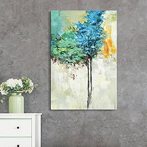 Canvas Wall Art - Abstract Oil Painting Style Colorful Tree - Giclee Print Gallery Wrap Modern Home Art Ready to Hang - 12x18 inches