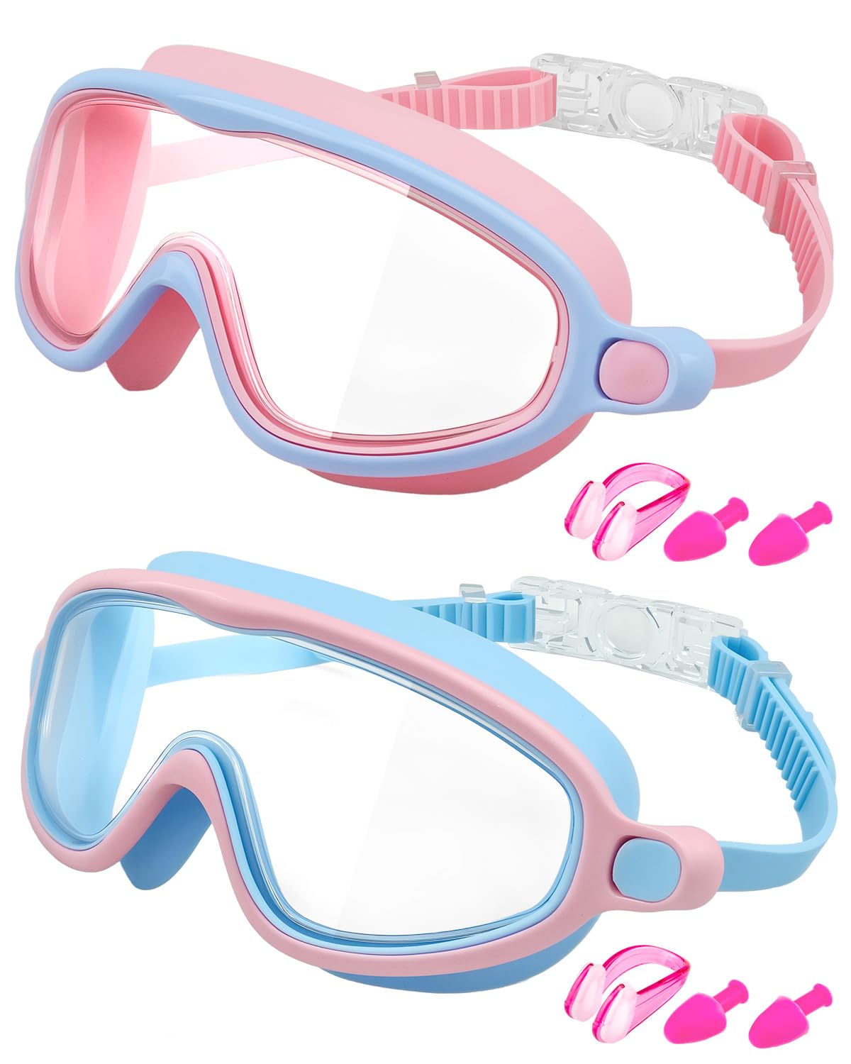 Photo 1 of Rantizon Kids Swim Goggles 2 Pack, Wide View Swimming Goggles for Child 3-15, Anti Fog&UV No Leaking Goggles for Boys Girls