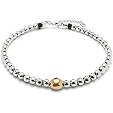 Uno de 50 Sterling Silver-Plated & 18K Gold-Plated Beaded Necklace, Graduated Bubble Design, 16" Extends to 18", SER INTREPIDA