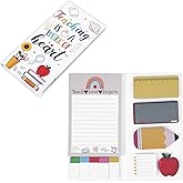 Teaching is A Work of Heart Teacher Sticky Notes Supplies Set, Teacher Appreciation Sticky Notes Gifts Note Pads Writing Memo Pads Self-Stick Chalkboard Pencil Shape School Office 550 Sheet(White)