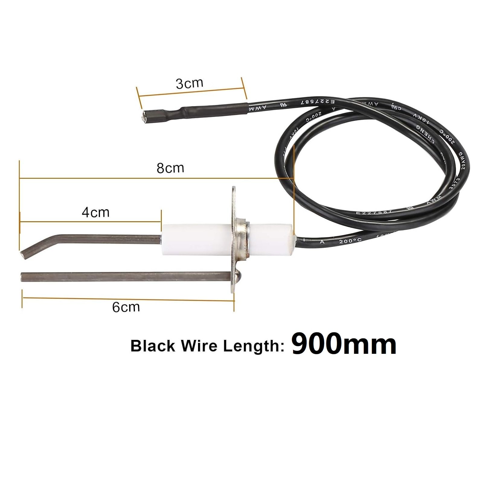 MCAMPAS Electric Push Button Spark Igniter Replacement Kit for Fire Pit Gas Burner System.2 Outlet Igniter and 36 inch Ground Wire