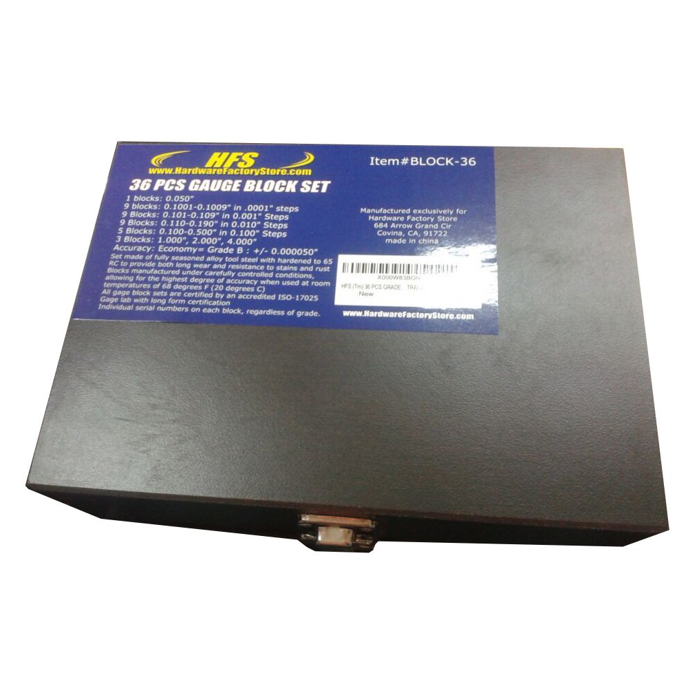 HFS 36 PCS GRADE B GAGE GAUGE BLOCK SET ; NIST TRACEABLE CERTIFICATE R