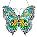 RIVER OF GOODS Butterfly 20.5 Inch High Stained Glass Suncatcher Window Panel, Orange, Blue, Yellow