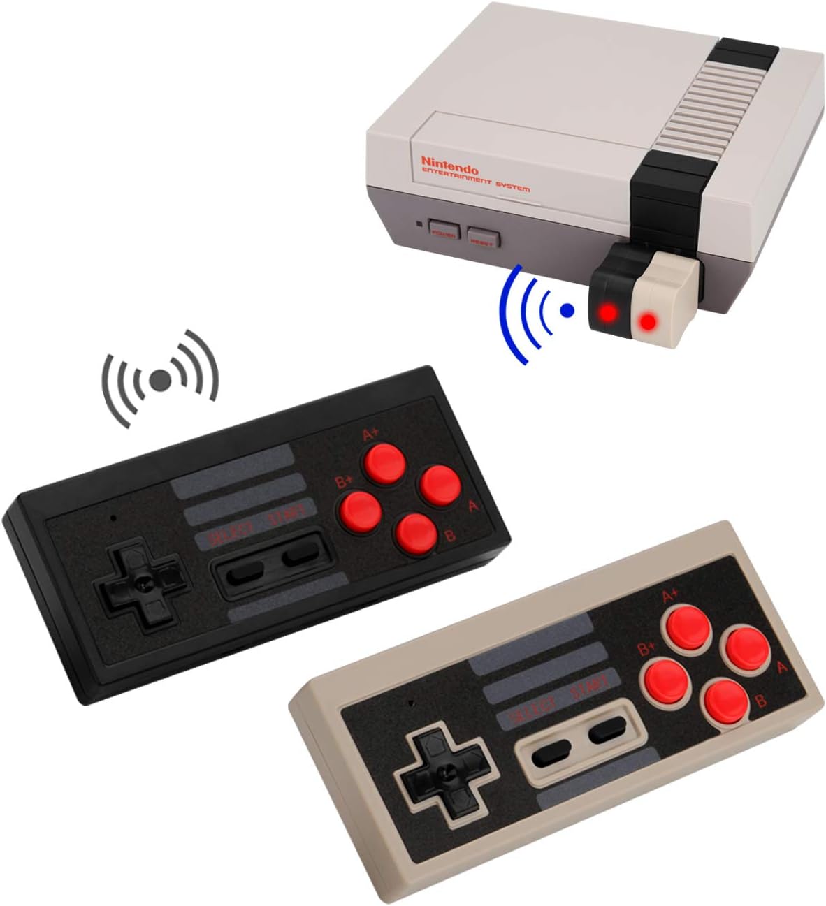 2PCS Wireless Game Controller, AGPtEK 2.4G Wireless Gamepad for NES Classic Edition, Wireless Joypad with 2 Receiver for Classic Gaming System: Computers & Accessories