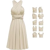 Short Infinity Dresses with Bandeau,Midi Bridesmaid Convertible Dress,Elastic Wedding Multiway Twist Wrap Dress