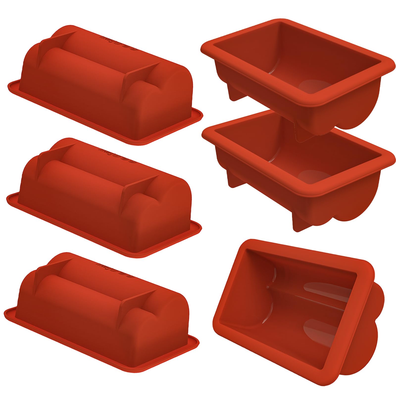 webake Stollen Mould Silicone 6 Pcs 5 Inch Mini Loaf Tin Christmas Cake Moulds, 15 x 10 x 5.1 cm