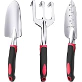Garden Tool Set, 3 Pieces Aluminum Heavy Gardening Kit Including Hand Shovel, Transplant Shovel and Hand Rake with Soft Rubber Non-Slip Handle, Peoplewholovegardeningenjoy apleasant Experience