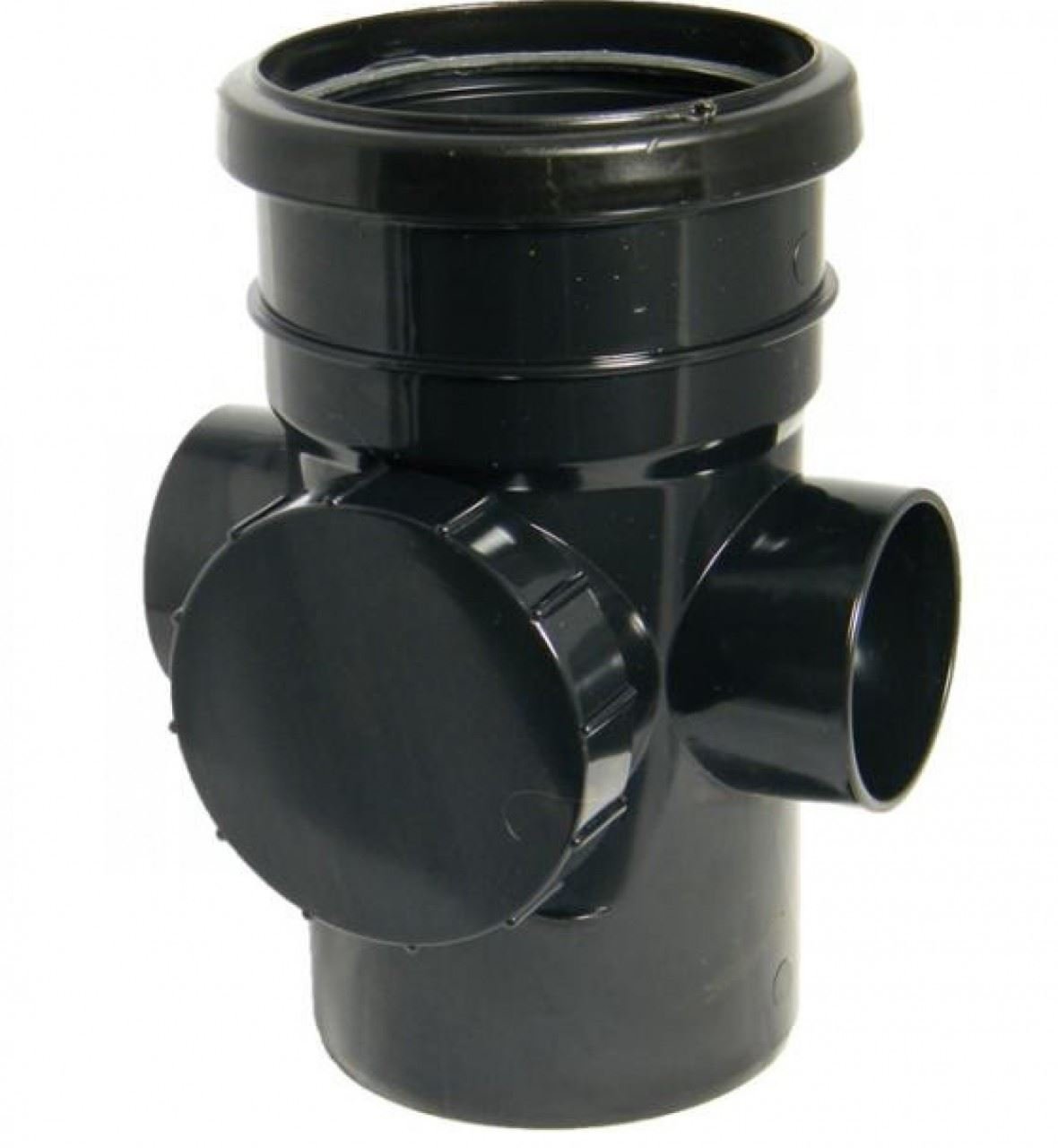 FLOPLAST 110mm Soil Ring Seal Access Socket Spigot - Black