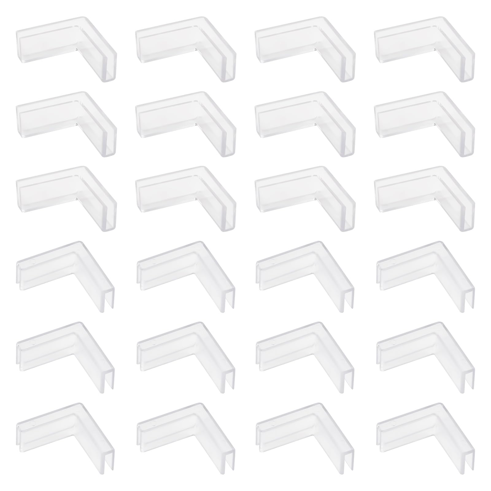 UFURMATE Glass Connector, 24Pcs Plastic L Shaped Glass Connectors Transparent 90 Degree Glass Clamps Rimless Clip Holder for Fixing or DIY Fish Tank, Glass Acrylic Display Cabinet
