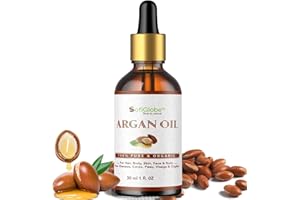 Argan Oil from Morocco, 100% pure, for skin, hair beard and nails. in a dark glass bottle and a dropper. (1oz /30ml).