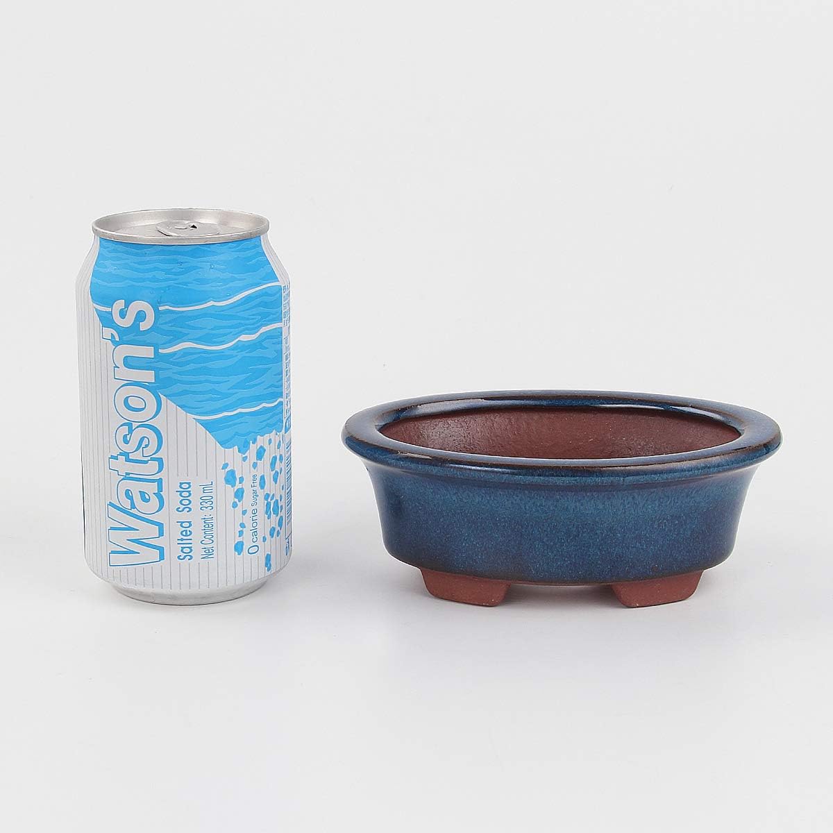 happy bonsai Small Glazed Pots, Value Pack of 2 + 4 Soft Mesh Drainage Screens, Blue, 14 x 5 cm/10 x 4 cm - Image 4