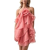 Women's Floral Dress Sexy Halter Ruffle Sleeveless Tiered Dress Elegant Party Dresses Clubwear