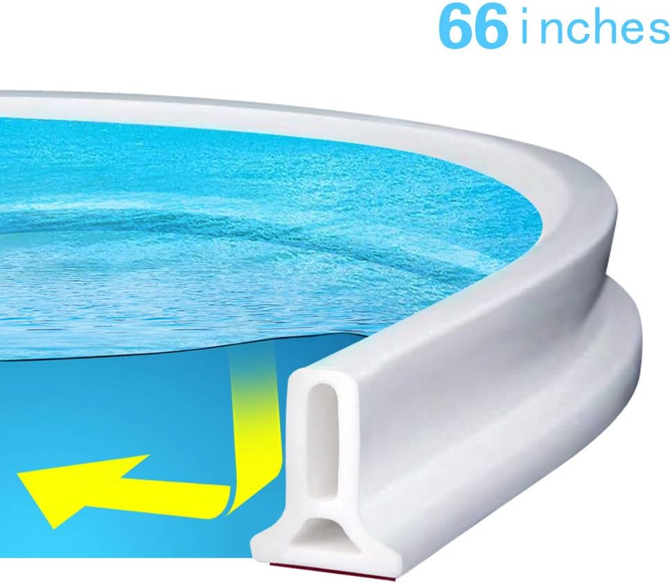 Collapsible Threshold Water Dam for Shower Stall, Silicone Shower Barrier Keeps Water Inside