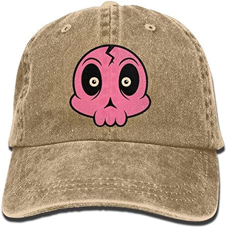 Johnflick Unisex Denim Hats,Cartoon Skull,sports Cap,baseball Hats, Washed Denim Polo Style Baseball Cap Hat