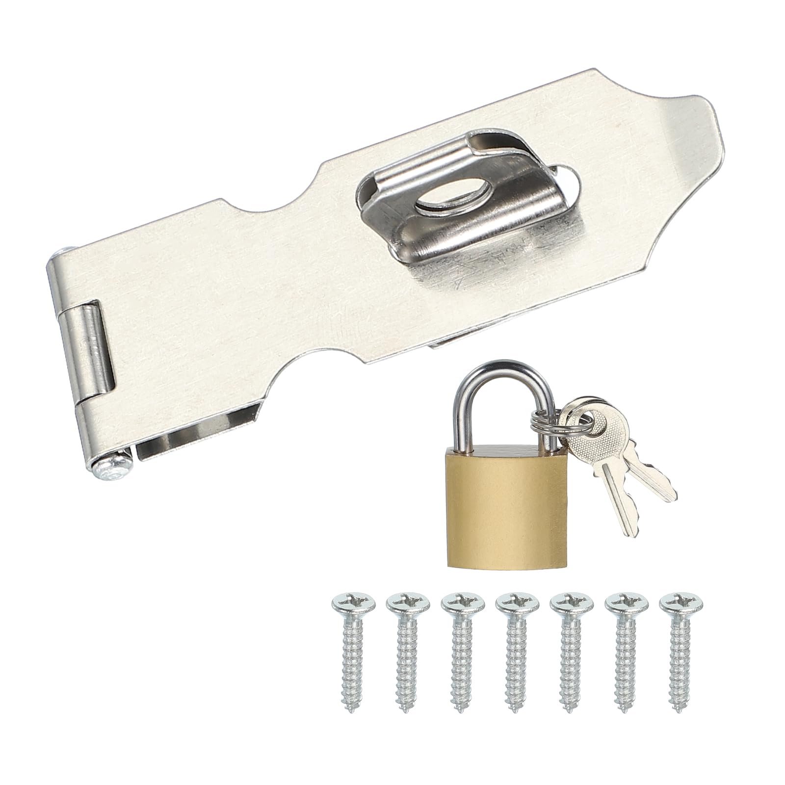 PATIKIL 2.5 Inch Door Lock Hasp Latch, 304 Stainless Steel Security Padlock Latch Door Gate Lock Hasp with Screws for Gate Cabinets Shed Closet Lockers, Silver