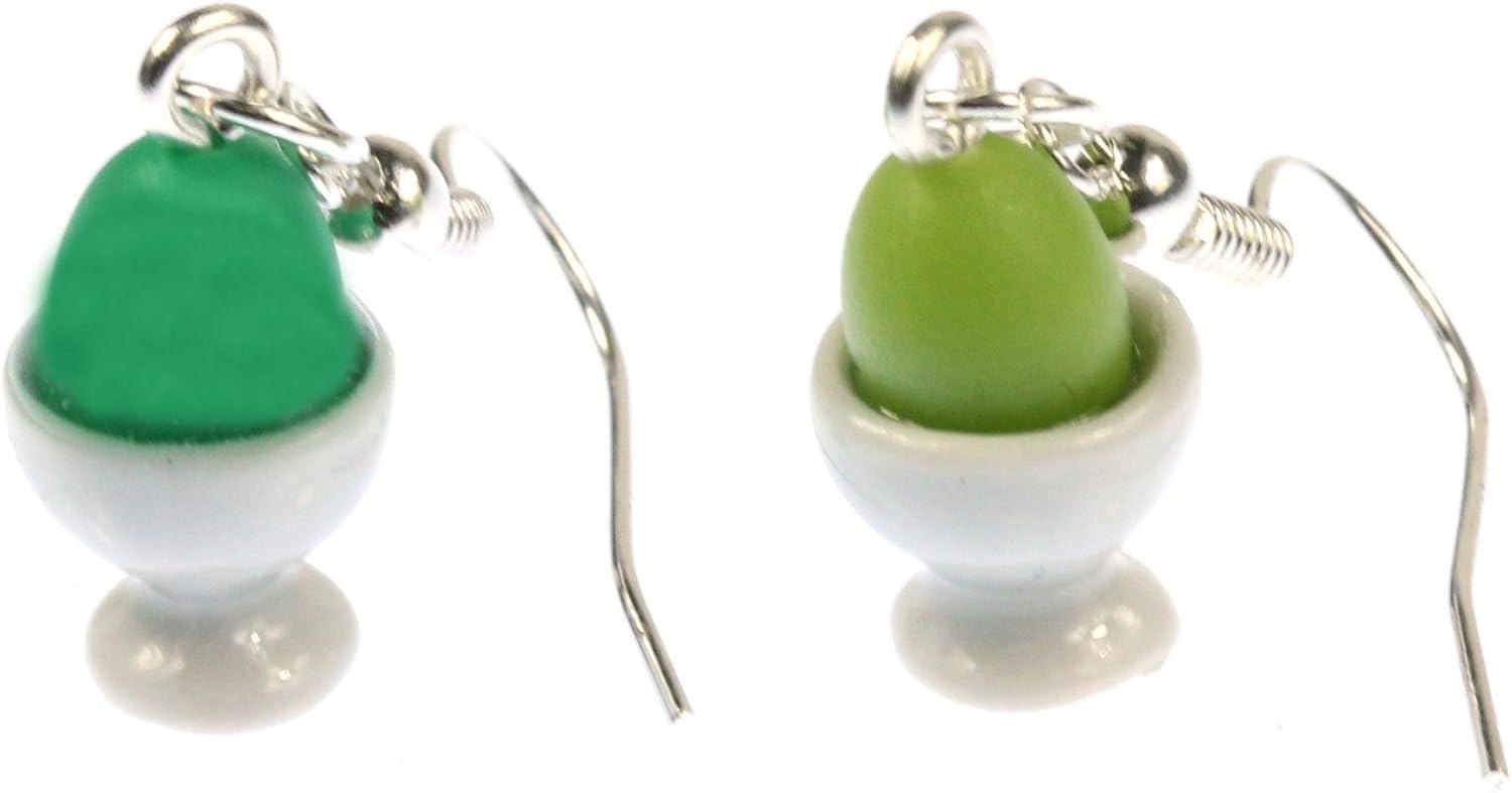 Easter Egg Earrings Colorful Eggs In Porcelain Ceramic Cups Miniblings Breakfast, Multicolored, 18mm