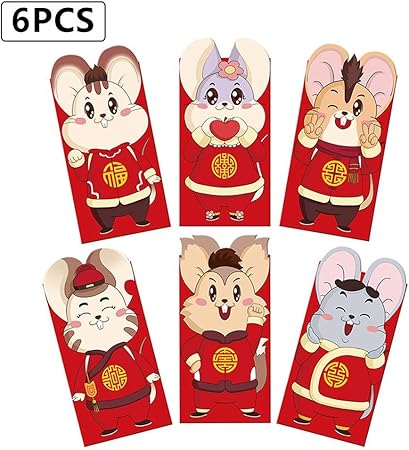 Wxgy Enveloppes Chinoises Rouges Porte Bonheur Annee Du Rat Pour Printemps Festival Nouvel An Lunaire Mariage 6 Designs Contemporains A Rouge Amazon Fr Cuisine Maison