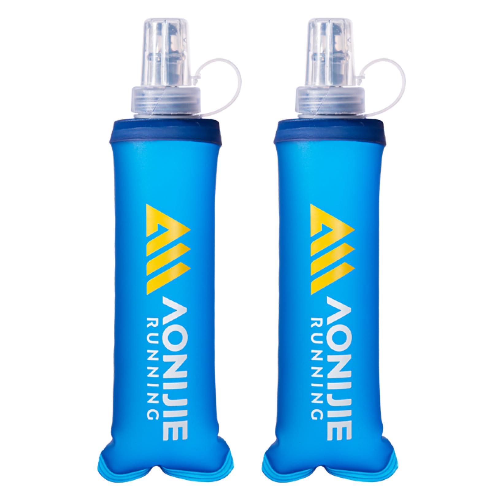 Azarxis TPU Soft Flask Collapsible Water Bottle Running Folding Gel Water Reservoir Handheld for Hydration Pack Hiking Cycling Climbing Jogging Marathon Trail Race (250ml - 2 Pack)