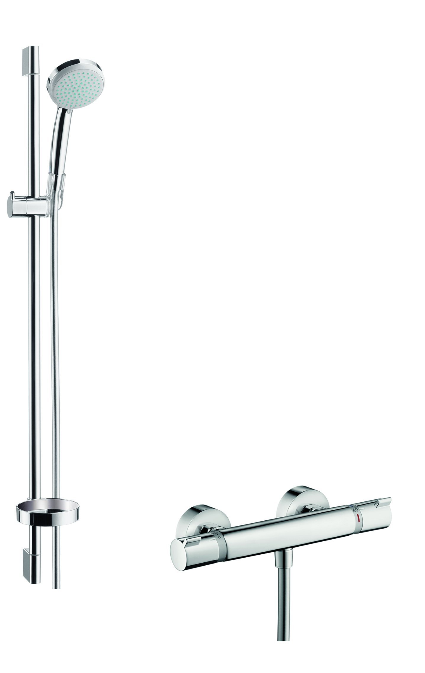 hansgrohe Croma 100 Shower system Vario with Ecostat Comfort thermostatic mixer and shower rail 90 cm