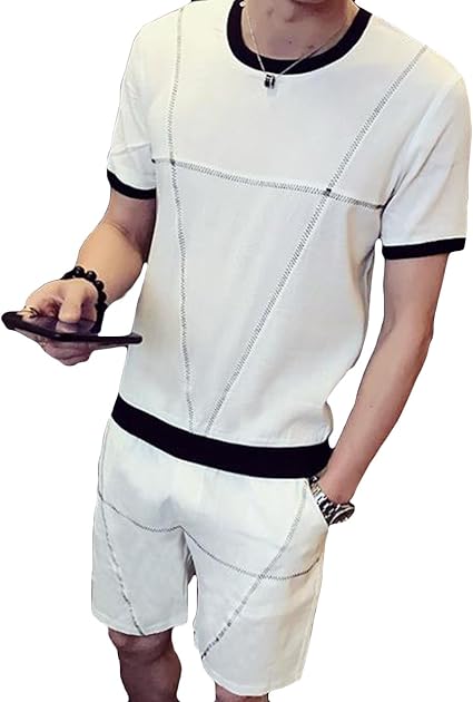 Amazon Alppv メンズ 半袖 パーカ スエット 夏 上下セット スポーツ トレーニング ジャージ 上下 ロング ズボン セット頭パーカー ゆったり アウター カジュアル 七分袖 ラウンドネック パーカー 上下セット 通販