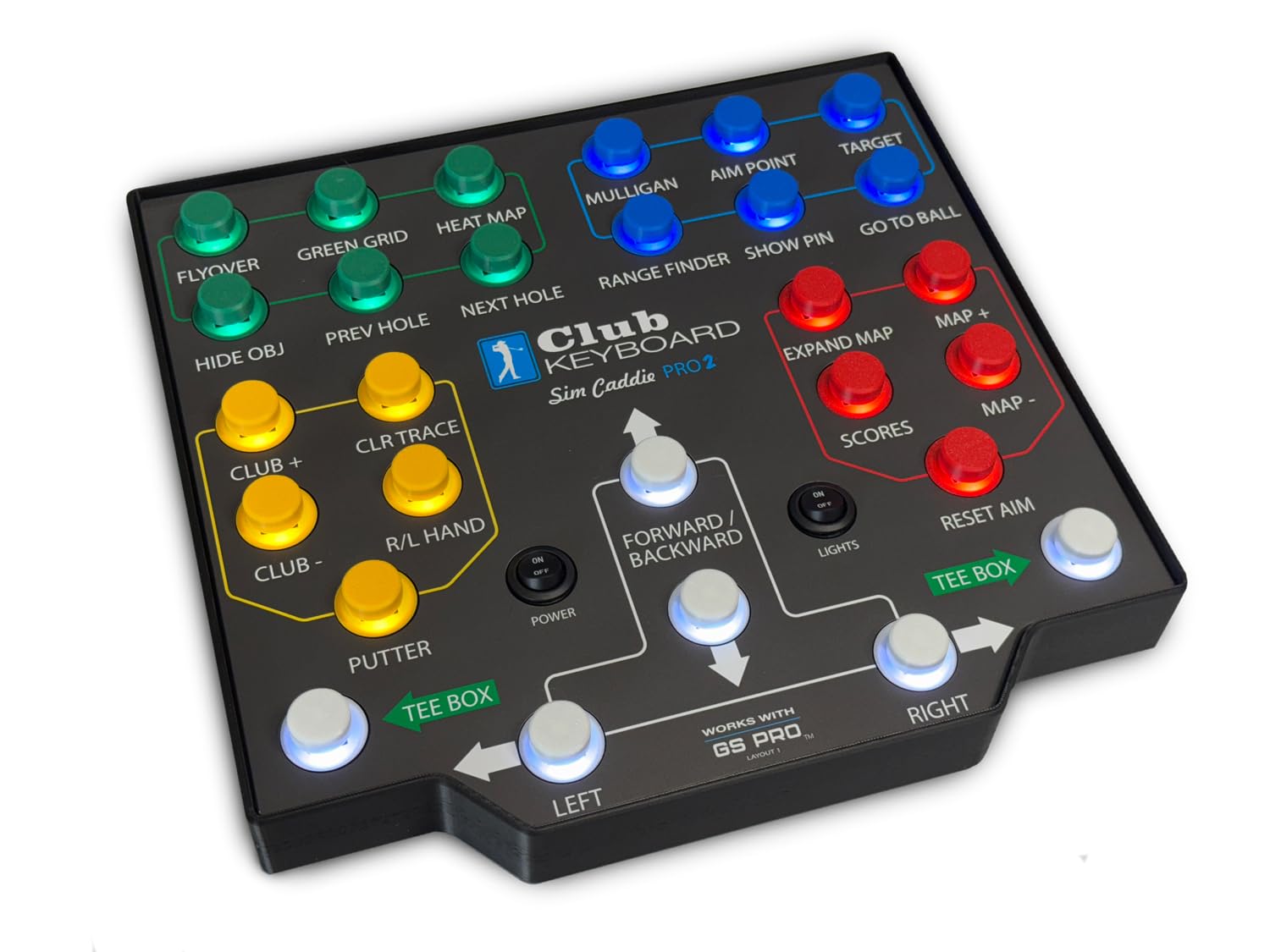 Club Keyboard Pro Series Wireless 28 Button GS Pro Golf Simulator Control Box (Gray)