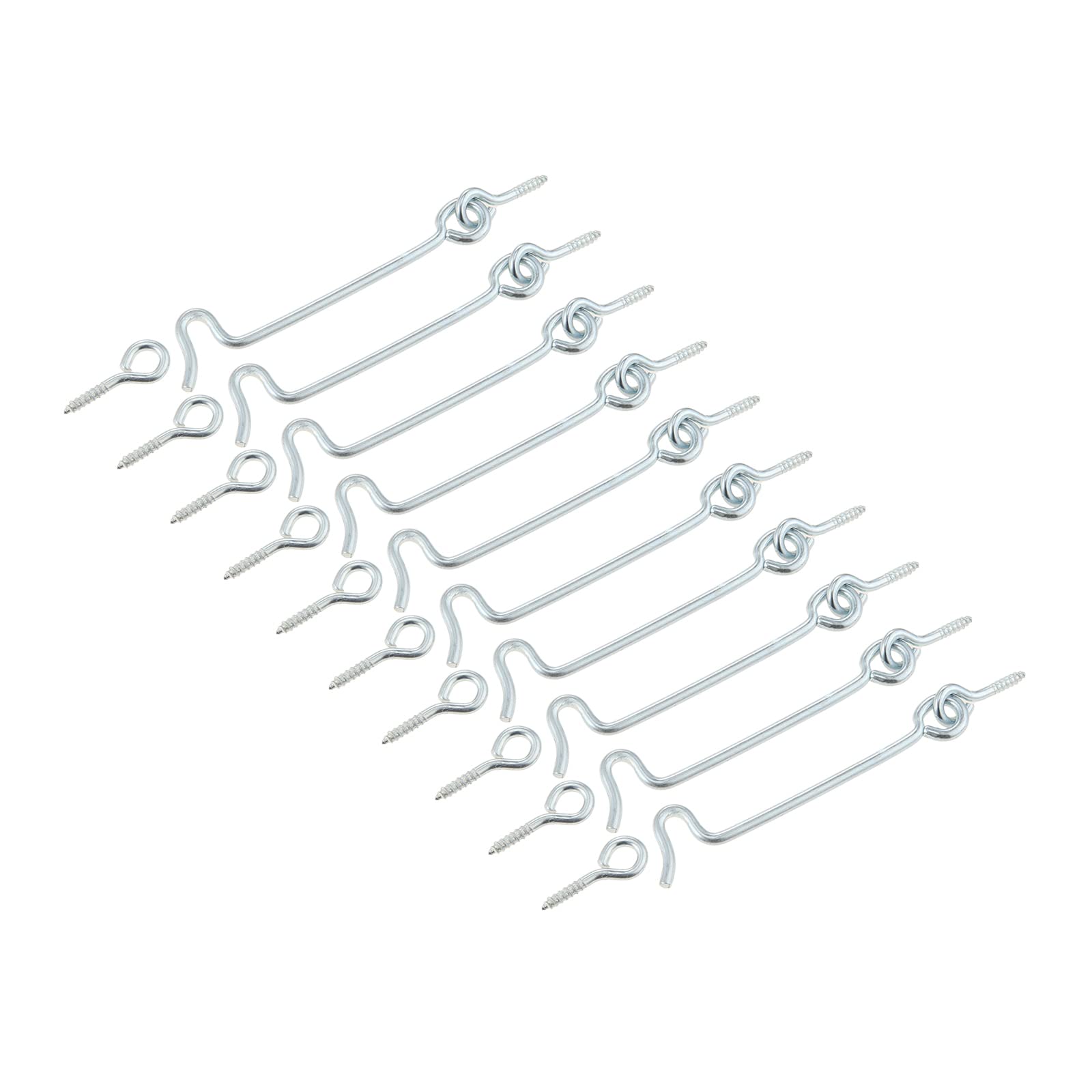 10 Pack Cabin Hook and Eye Latch 4 inch for Gate Door Swivel Window Metal Window Slide Barn Bathroom Toilet Cabinet Cupboard Shed Gate Door Latch and Multi Purpose Use