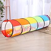 Rainbow Kids Play Tunnel - Toddler Crawl Tunnel for Indoor Active Play, Foldable Baby Tunnel Toy for Boys &amp; Girls, Encourages Crawling &amp; Movement